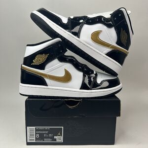 Nike Air Jordan 1 Mid SE “Patent Black Metallic Gold” 2023